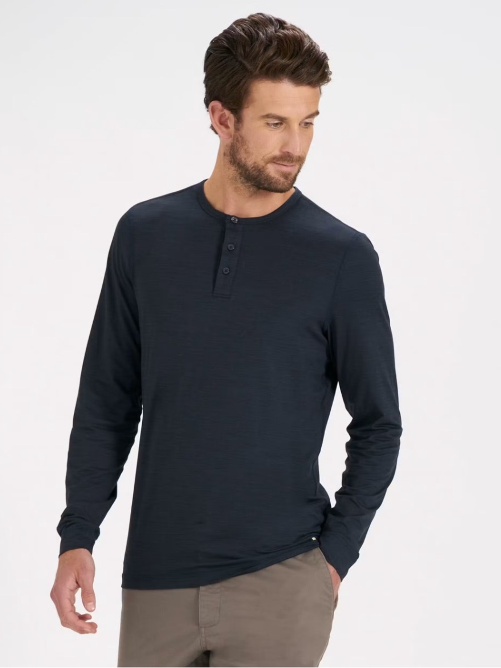 Vuori Ease Performance Long Sleeve Henley Shirt Men’s Size XL In Ink Heather